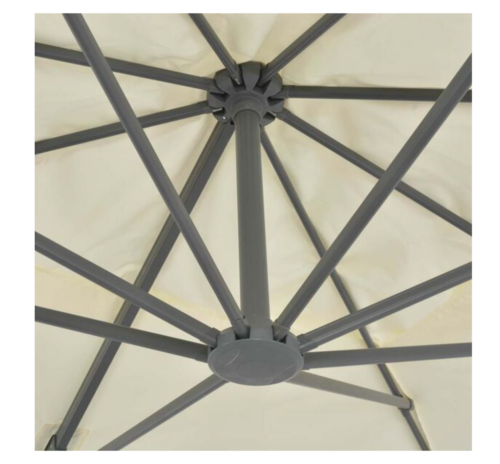 Parasol déporté 360 orifice ventilation sommet toile polyester
