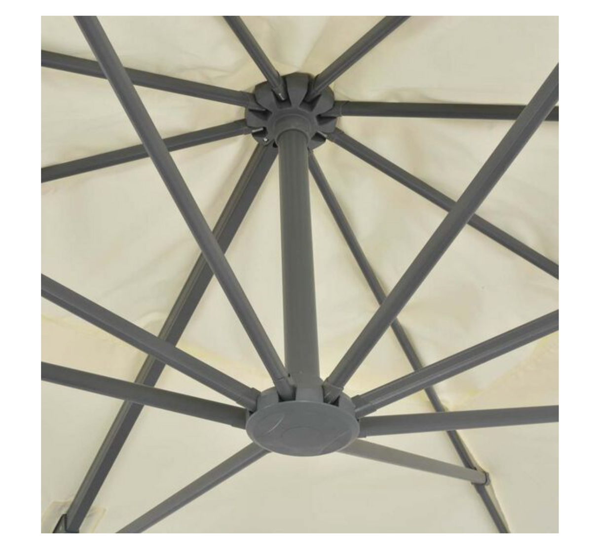 Parasol déporté 360 orifice ventilation sommet toile polyester