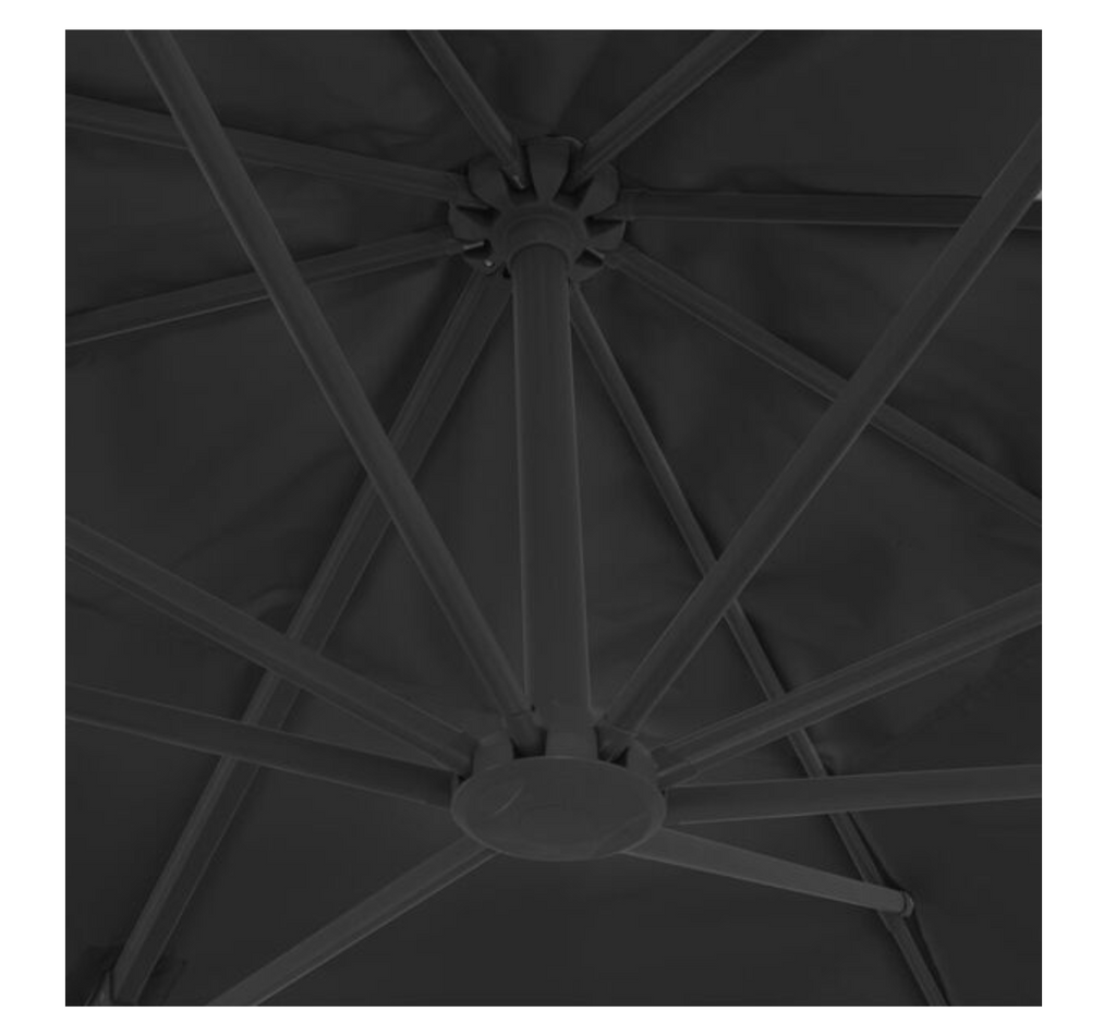 Parasol déporté 360 noir 3x3 m rotation sans déplacement base