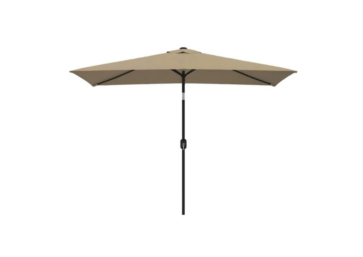 Parasol droit rectangulaire blanc sable vue de profil hauteur 240 cm