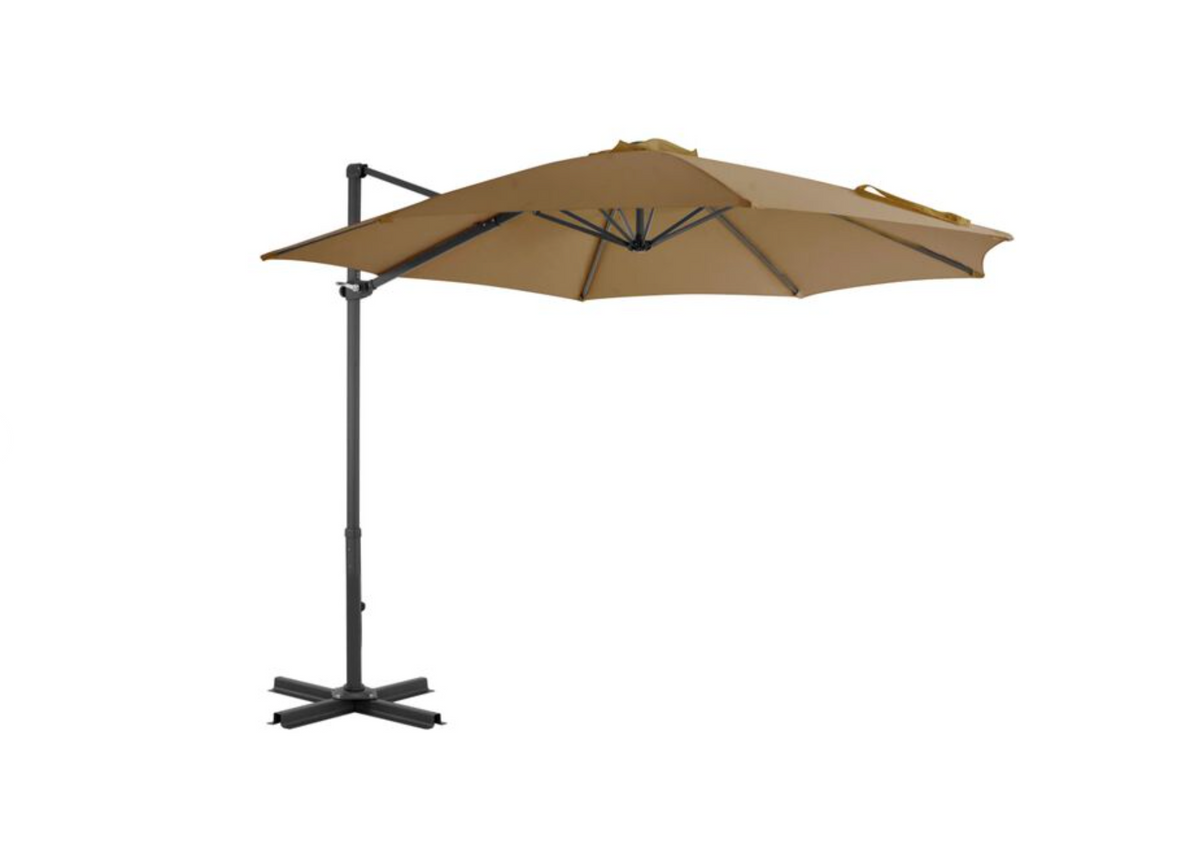 Parasol déporté rond inclinaison réglable détail articulation mât