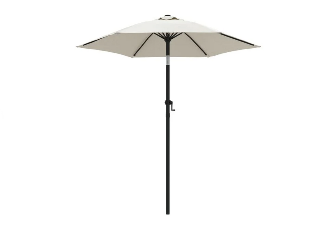 Parasol droit 200 cm inclinable blanc sable aluminium vue de face