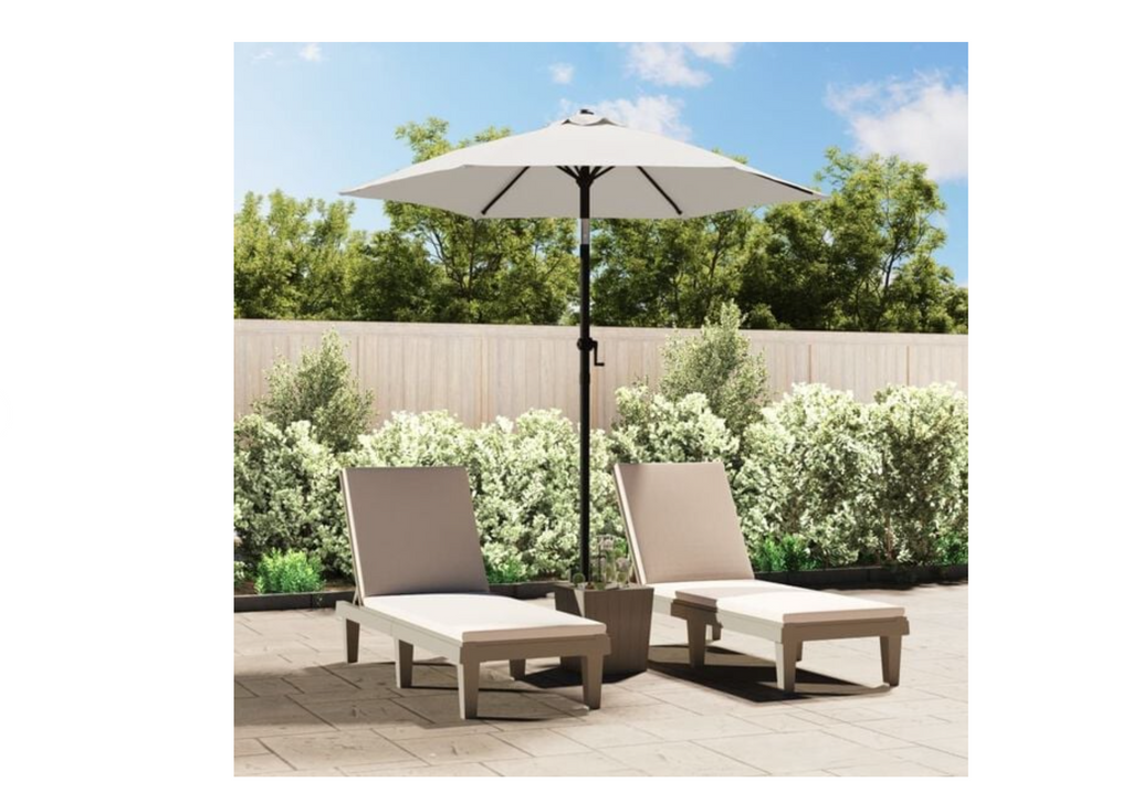 Parasol droit 200 cm 6 nervures métalliques toile tendue