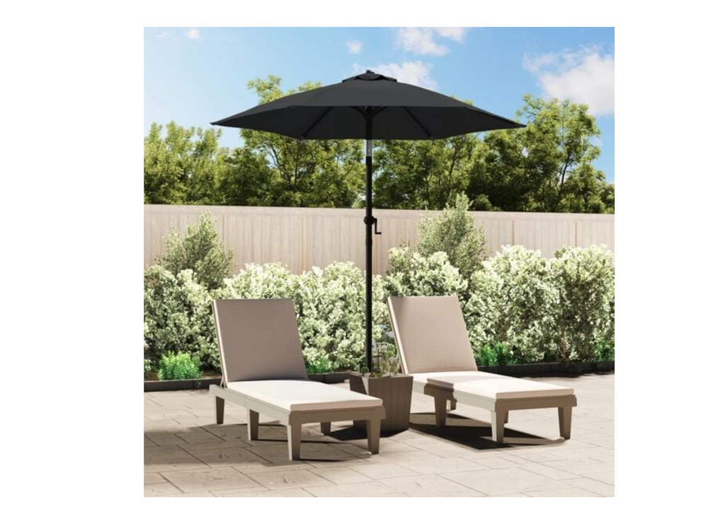 Parasol droit inclinable 200 cm aluminium hauteur mât 224 cm