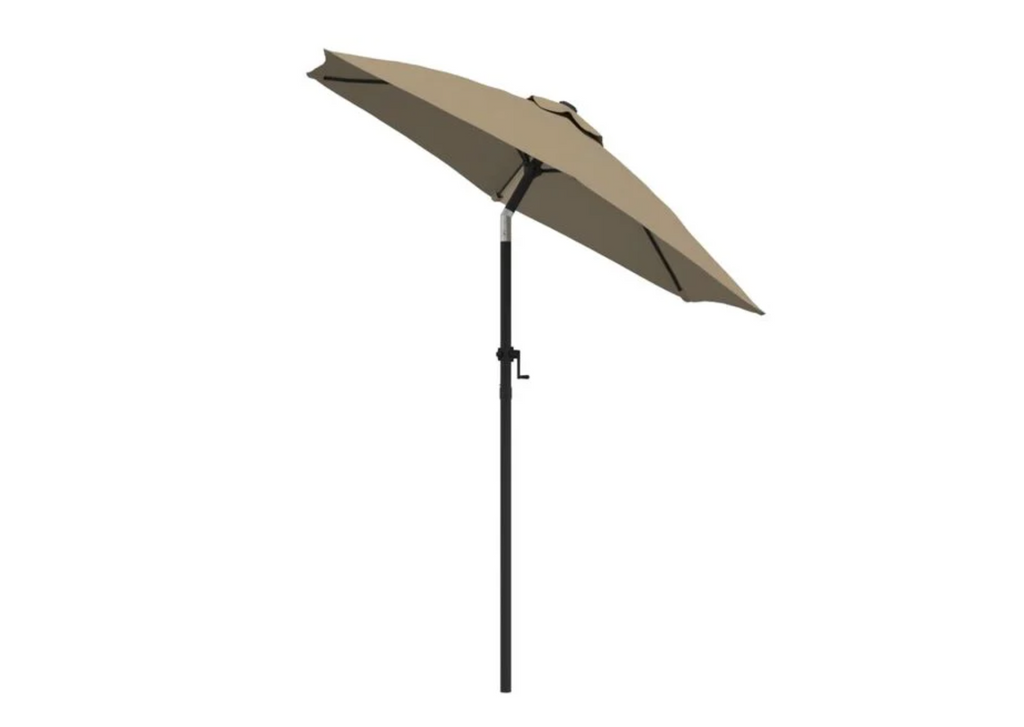 Parasol droit 200 cm noir vue d'ensemble terrasse bois composite