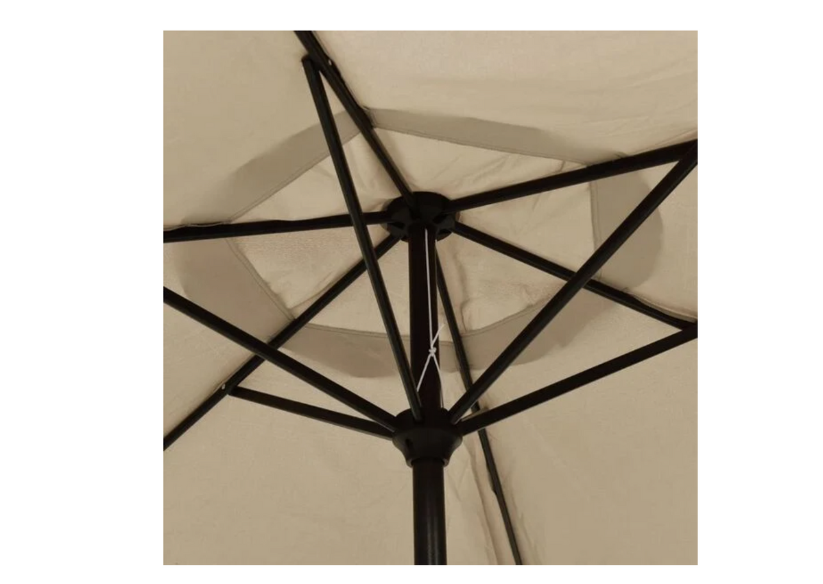 Parasol droit 200 cm taupe ambiance jardin détente extérieure