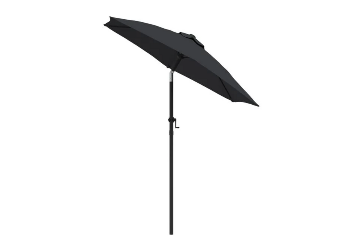Parasol droit 2x2,24 m taupe incliné soleil après-midi terrasse
