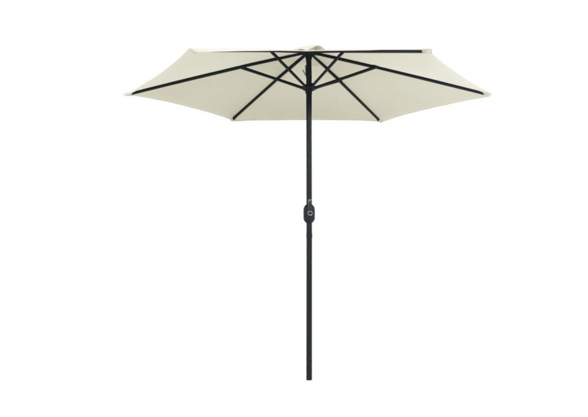 Parasol droit 2,7 m aluminium toile blanc sable ouverte