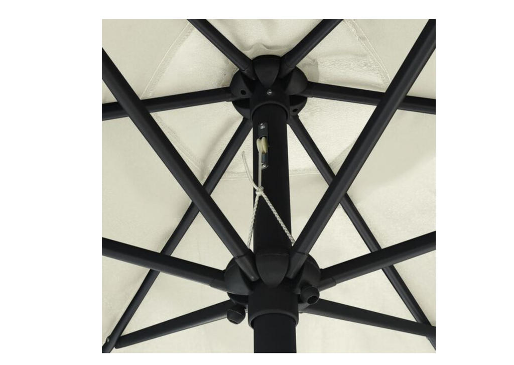 Parasol droit 2,7 m manivelle ouverture 6 nervures acier