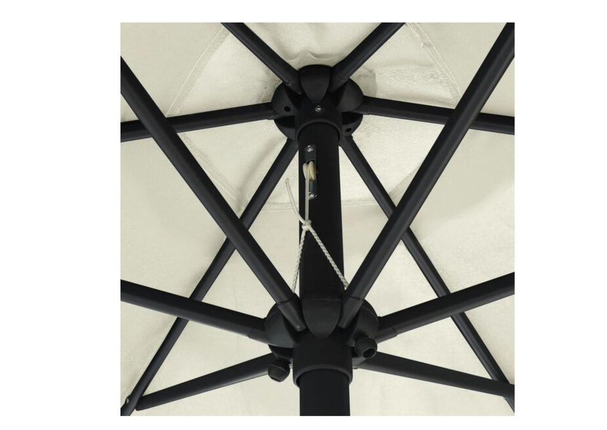Parasol droit 2,7 m manivelle ouverture 6 nervures acier
