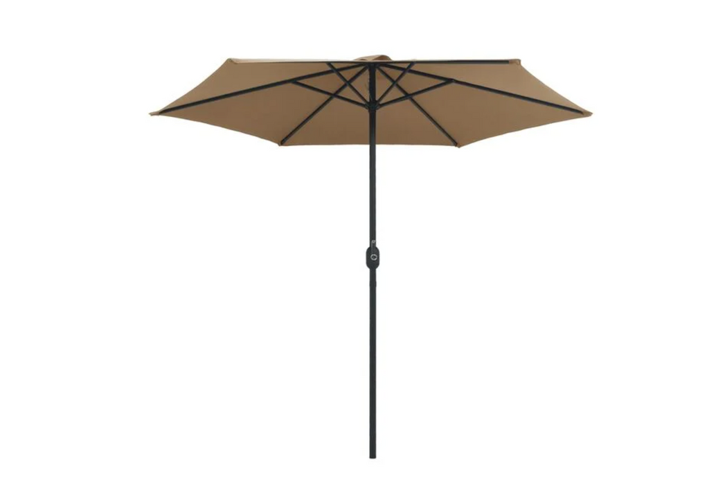 Parasol droit rond 270 cm orifice aération sommet toile stabilité vent