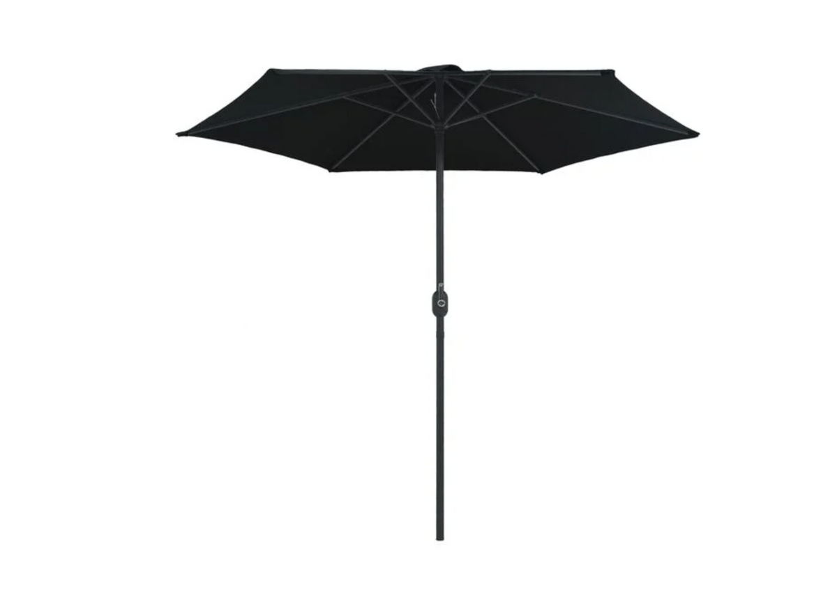 Parasol droit 2,7 m noir détail bas mât pied standard compatible