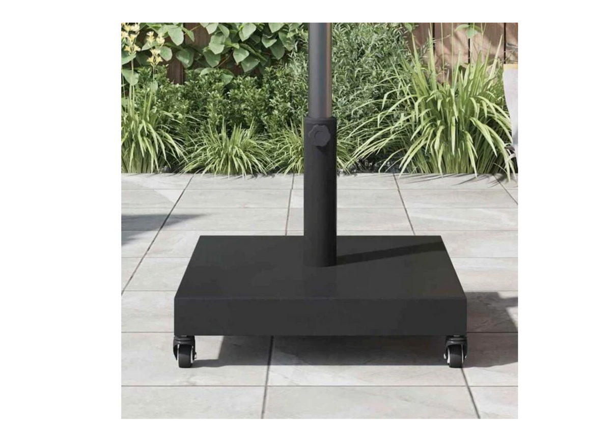 Pied de parasol avec roulettes 26 kg vue de dessus dessous