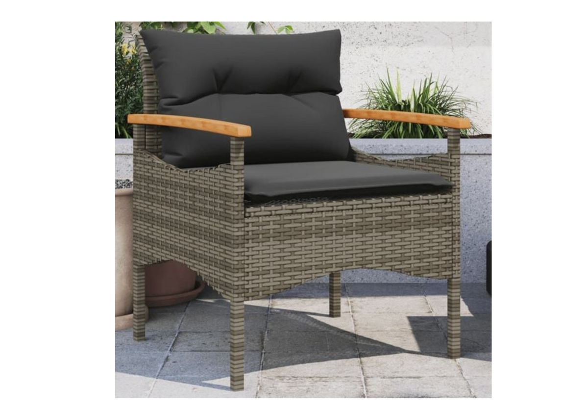 Salon de jardin 2 places noir coussin dossier fibre coton 10 cm