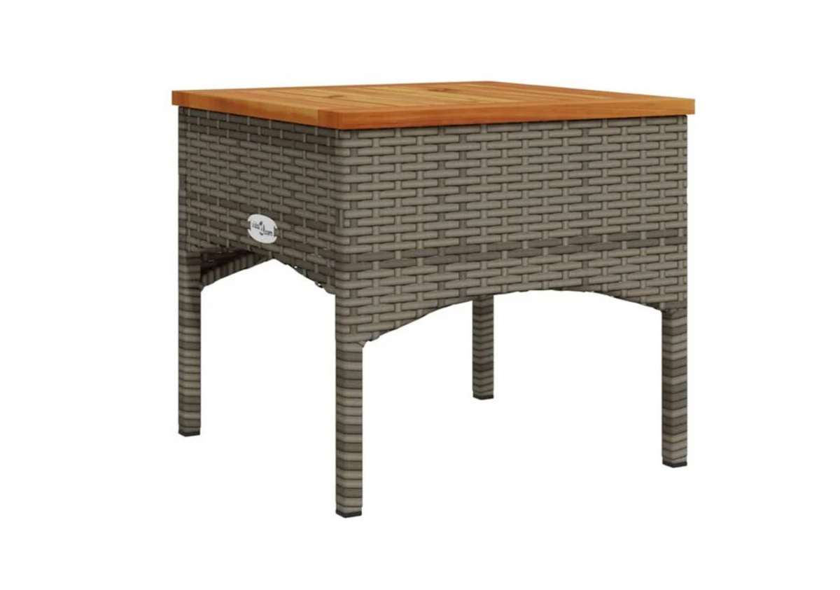 Salon jardin 2 places noir table acacia finition huile 40x40 cm