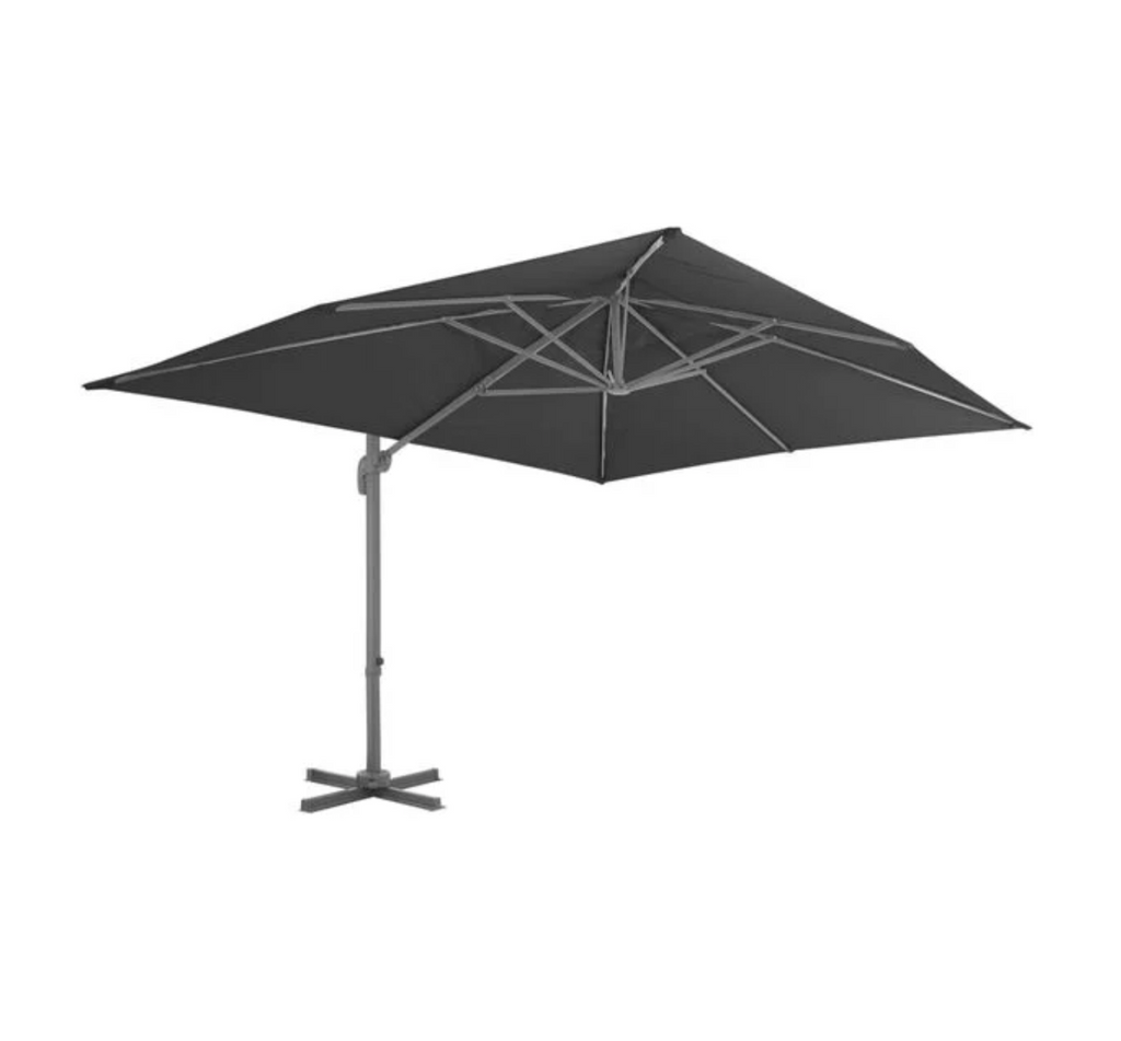 Parasol déporté 360 aluminium toile carrée ouverte terrasse