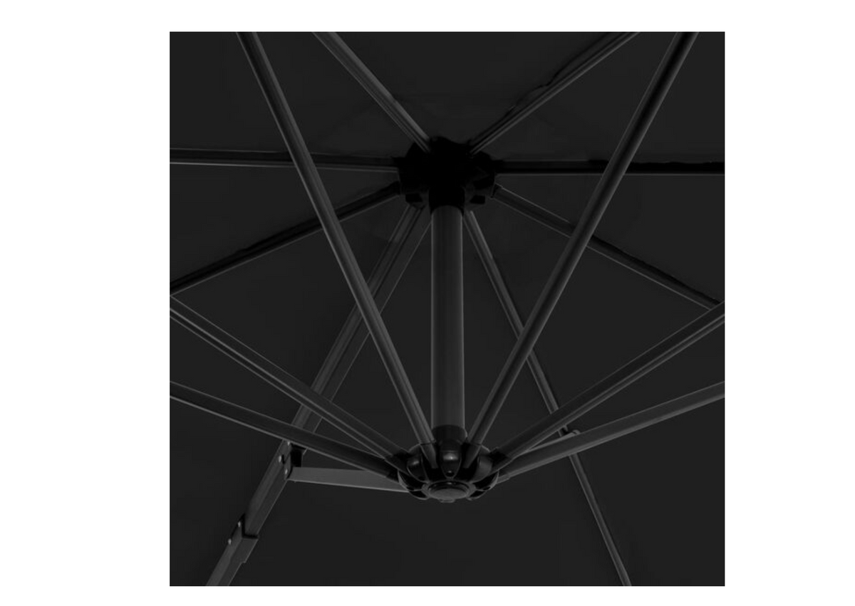 Parasol déporté rond 8 nervures aluminium toile polyester anti-UV