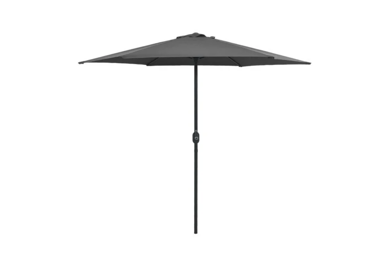 Parasol droit 2,7 m taupe table de jardin 8 personnes ombrage