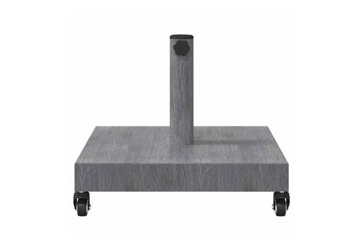 Pied de parasol avec roulettes acier 45x45 cm laque noire