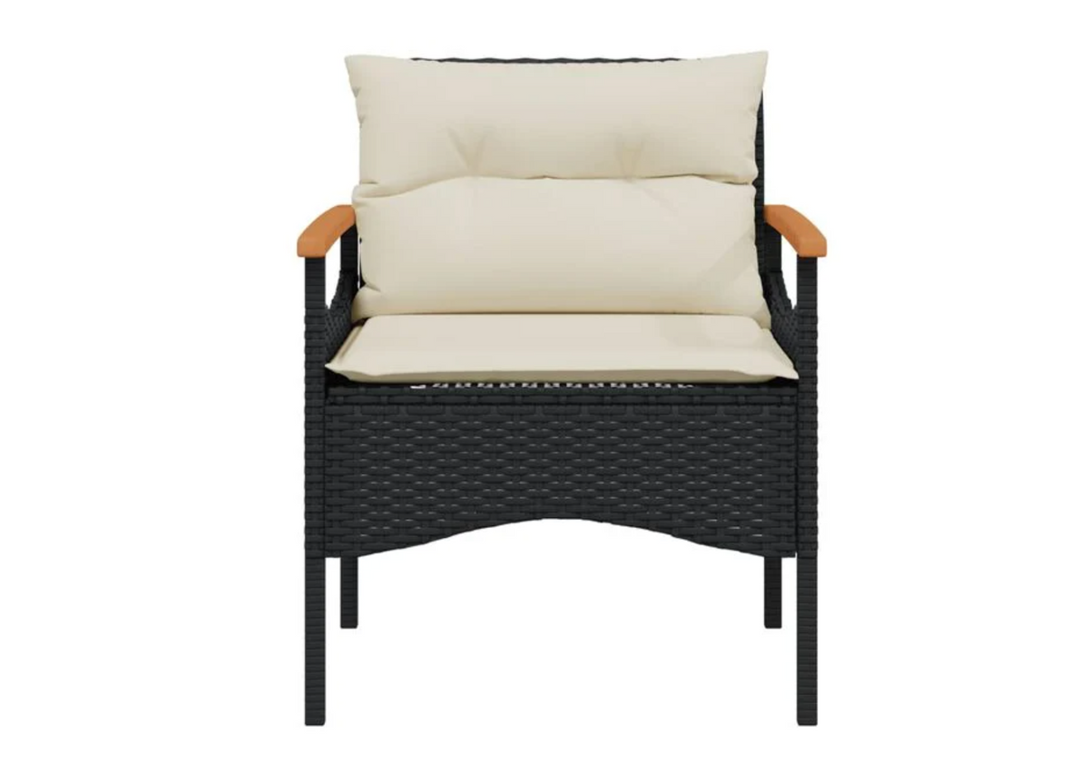Salon de jardin 4 places noir coussin dossier fibre coton housse