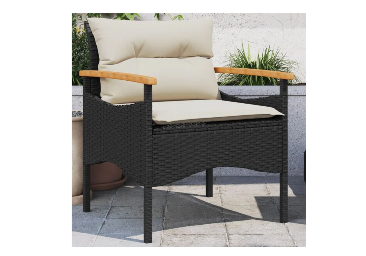 Salon jardin 2 places résine tressée chaise accoudoir acacia huilé