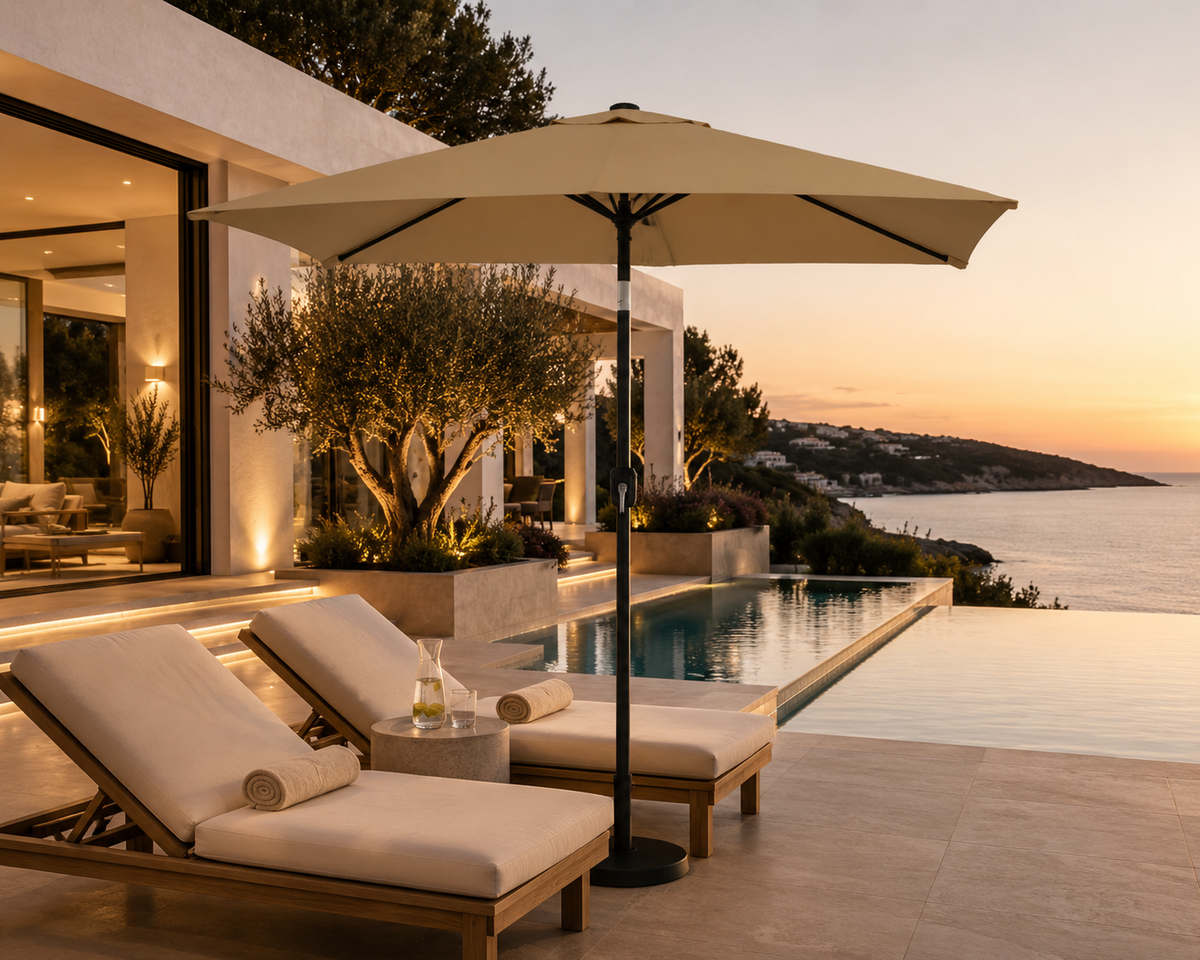 Parasol droit 2x3 m 5 coloris disponibles vue comparative