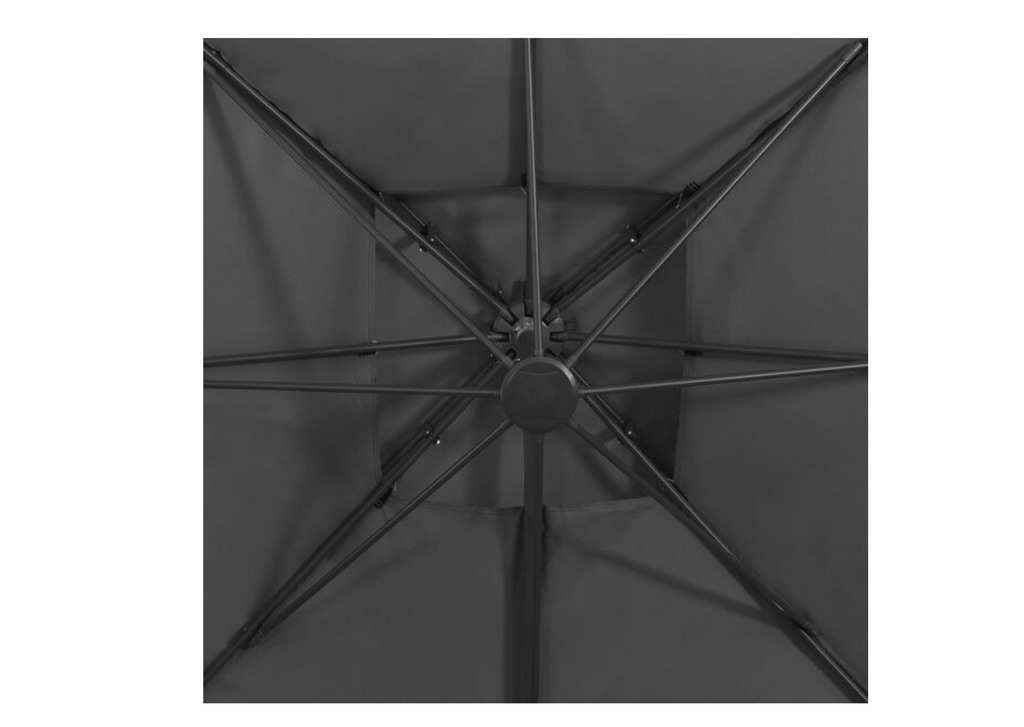 Parasol déporté double toit anthracite 3x3 m ombrage extérieur