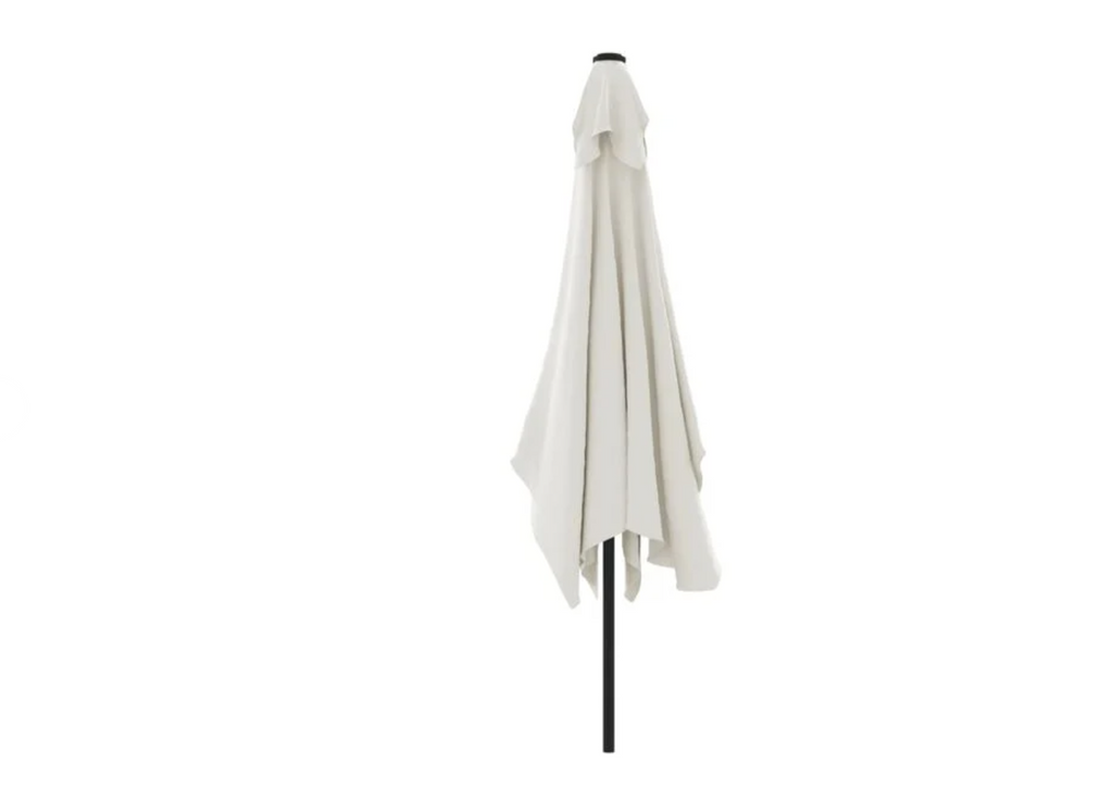 Parasol déporté double toit ventilé blanc sable 3x3 m vue de face
