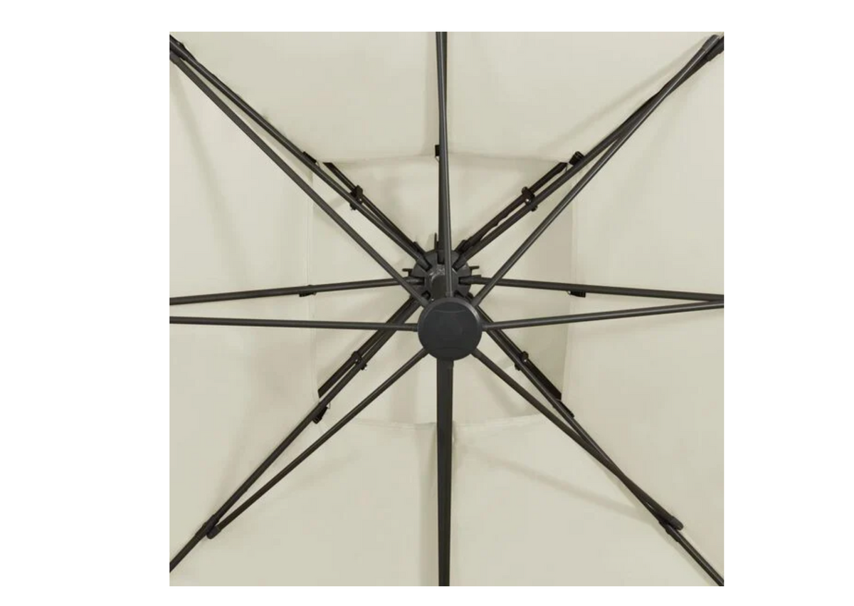 Parasol déporté double toit blanc sable 3x3 m patio extérieur